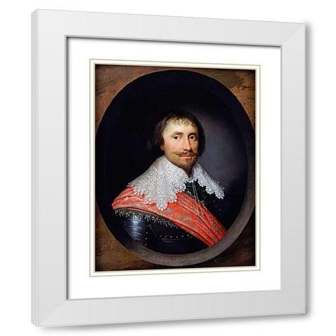 Portrait of Robert De Vere, The 19th Earl of Oxford White Modern Wood Framed Art Print with Double Matting by Johnson, Cornelius
