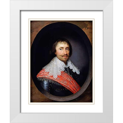 Portrait of Robert De Vere, The 19th Earl of Oxford White Modern Wood Framed Art Print with Double Matting by Johnson, Cornelius