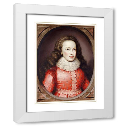 Portrait of Alathea, Countess of Arundel White Modern Wood Framed Art Print with Double Matting by Johnson, Cornelius