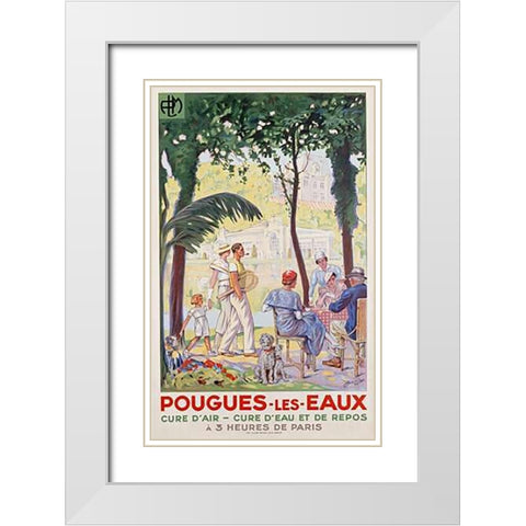 Pougues Les Eaux, PLM White Modern Wood Framed Art Print with Double Matting by Jonas, F.