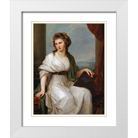 Portrait of The Artist White Modern Wood Framed Art Print with Double Matting by Kauffmann, Angelica