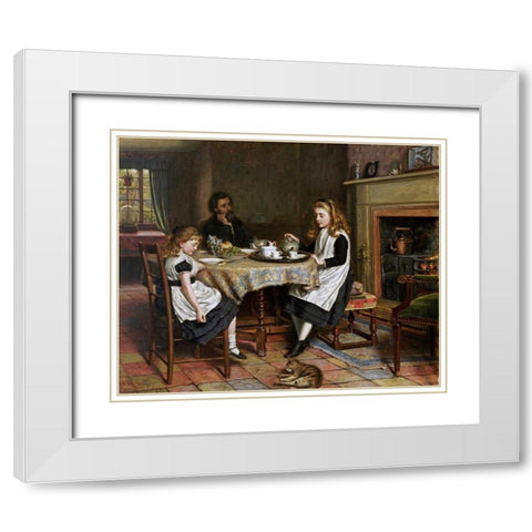 There Is No Fireside..... White Modern Wood Framed Art Print with Double Matting by Kilburne, George Goodwin