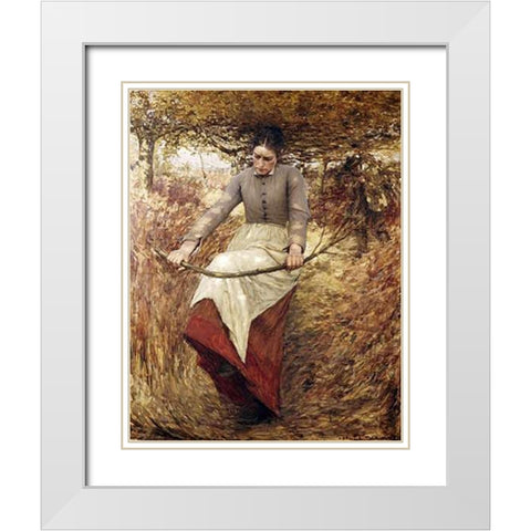 An Autumn Morning White Modern Wood Framed Art Print with Double Matting by La Thangue, Henry Herbert