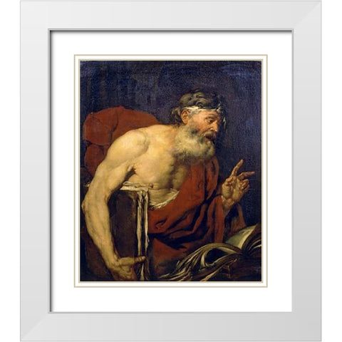 A Philosopher White Modern Wood Framed Art Print with Double Matting by Langetti, Giovanni Battista