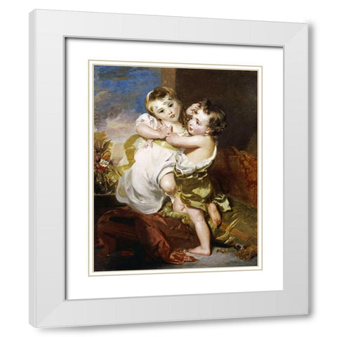 The Proffered Kiss White Modern Wood Framed Art Print with Double Matting by Lawrence, Thomas