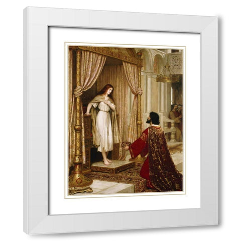 A King and a Beggar Maid White Modern Wood Framed Art Print with Double Matting by Leighton, Edmund Blair