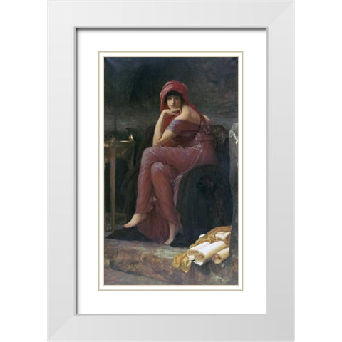 Sybil White Modern Wood Framed Art Print with Double Matting by Leighton, Lord Frederick