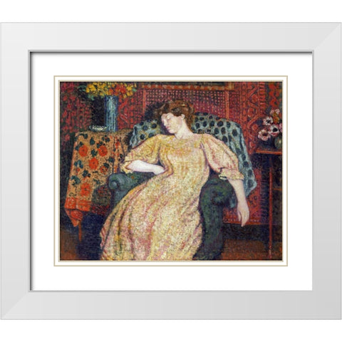 Sleeping White Modern Wood Framed Art Print with Double Matting by Lemmen, Georges
