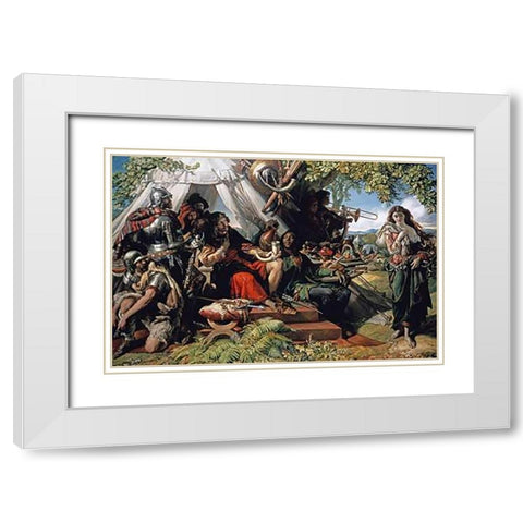 King Cophetua and The Beggar Maid White Modern Wood Framed Art Print with Double Matting by Maclise, Daniel