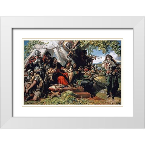 King Cophetua and The Beggar Maid White Modern Wood Framed Art Print with Double Matting by Maclise, Daniel