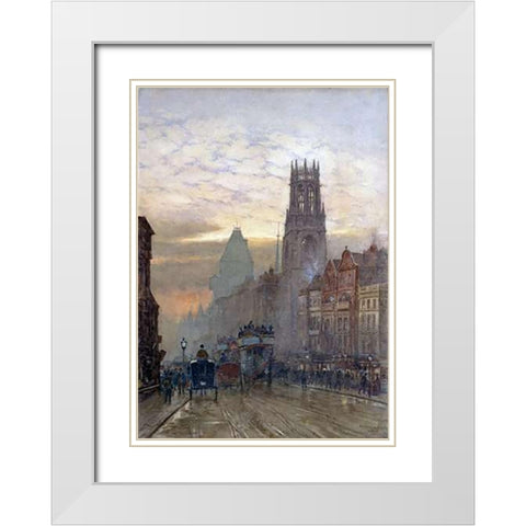 Fleet Street By Temple Bar White Modern Wood Framed Art Print with Double Matting by Marshall, Herbert Menzies
