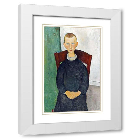 The Caretakers Son White Modern Wood Framed Art Print with Double Matting by Modigliani, Amedeo