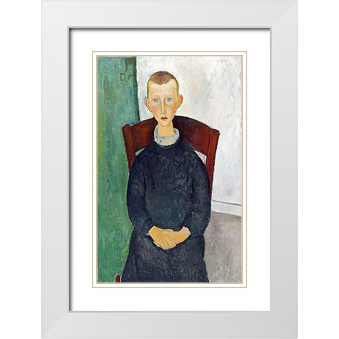 The Caretakers Son White Modern Wood Framed Art Print with Double Matting by Modigliani, Amedeo