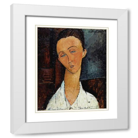 Lunia Czechowska White Modern Wood Framed Art Print with Double Matting by Modigliani, Amedeo