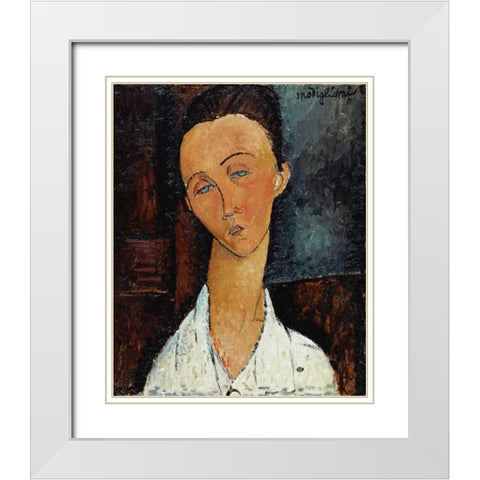 Lunia Czechowska White Modern Wood Framed Art Print with Double Matting by Modigliani, Amedeo