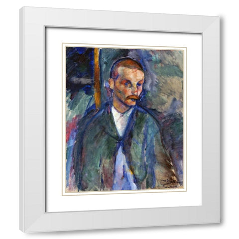 The Beggar of Livorne White Modern Wood Framed Art Print with Double Matting by Modigliani, Amedeo