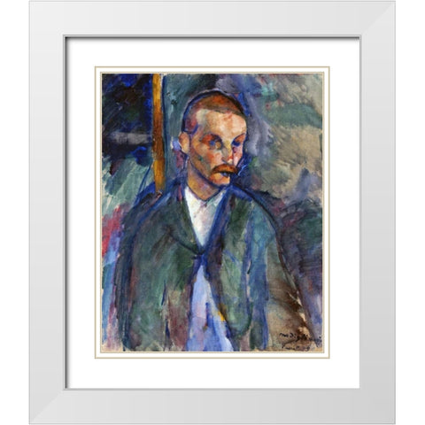 The Beggar of Livorne White Modern Wood Framed Art Print with Double Matting by Modigliani, Amedeo