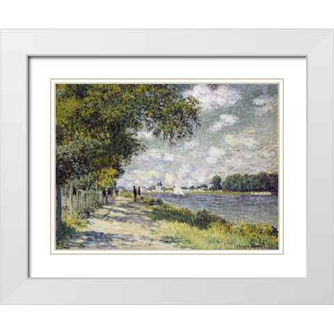 The Seine at Argenteuil White Modern Wood Framed Art Print with Double Matting by Monet, Claude