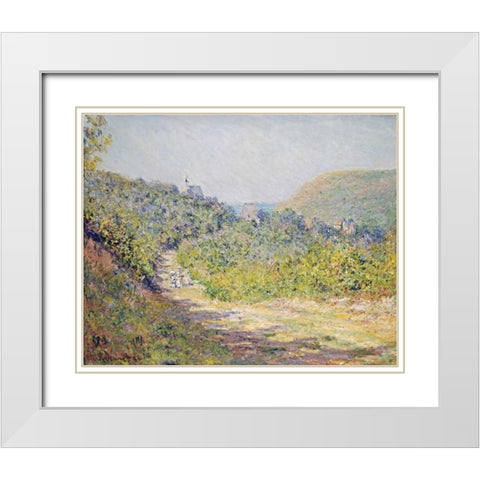 Aux Petites-Dalles, 1884 White Modern Wood Framed Art Print with Double Matting by Monet, Claude