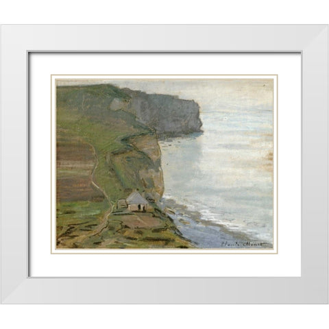Cap dAntifer, Etretat White Modern Wood Framed Art Print with Double Matting by Monet, Claude