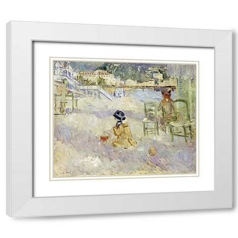 Plage De Nice White Modern Wood Framed Art Print with Double Matting by Morisot, Berthe