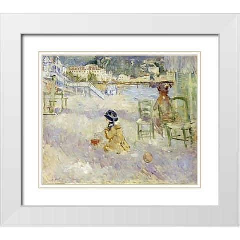 Plage De Nice White Modern Wood Framed Art Print with Double Matting by Morisot, Berthe