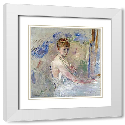 A Young Girl From The East White Modern Wood Framed Art Print with Double Matting by Morisot, Berthe