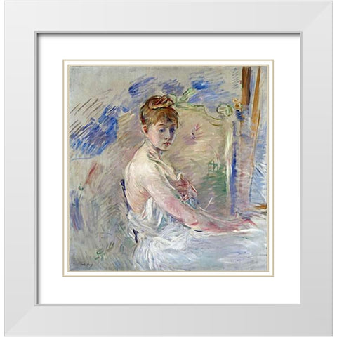 A Young Girl From The East White Modern Wood Framed Art Print with Double Matting by Morisot, Berthe