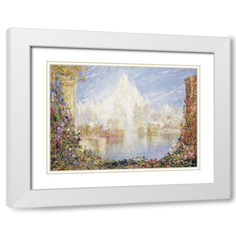 Fairyland Castle White Modern Wood Framed Art Print with Double Matting by Mostyn, Tom