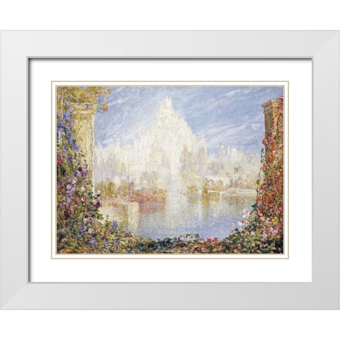 Fairyland Castle White Modern Wood Framed Art Print with Double Matting by Mostyn, Tom