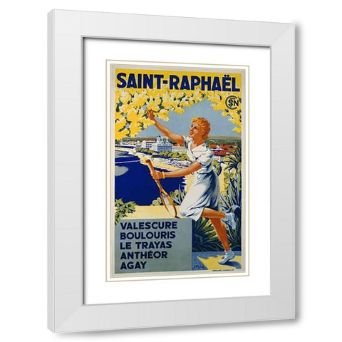 Saint-Raphael, SNCF White Modern Wood Framed Art Print with Double Matting by Munier, J.