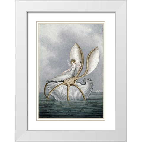 A Fairy Resting On a Shell White Modern Wood Framed Art Print with Double Matting by Murray, Amelia Jane