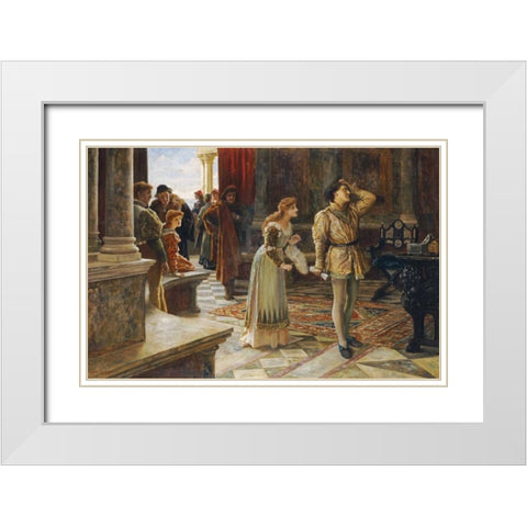 The Merchant of Venice White Modern Wood Framed Art Print with Double Matting by Muschamp, Francis Sydney