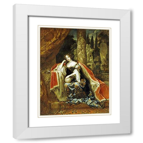 Portrait of Queen Mary Stuart II White Modern Wood Framed Art Print with Double Matting by Netscher, Caspar