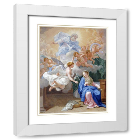 The Annunciation White Modern Wood Framed Art Print with Double Matting by Odazzi, Giovanni