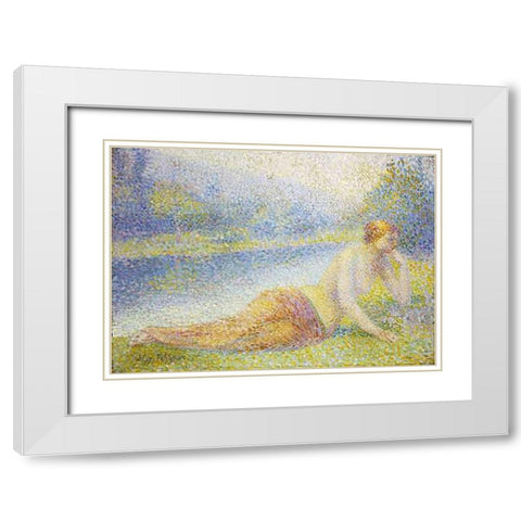Reclining Nude White Modern Wood Framed Art Print with Double Matting by Petitjean, Hippolyte