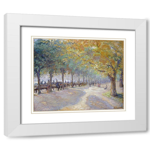 Hyde Park, London White Modern Wood Framed Art Print with Double Matting by Pissarro, Camille
