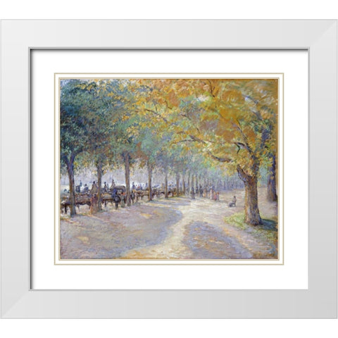 Hyde Park, London White Modern Wood Framed Art Print with Double Matting by Pissarro, Camille