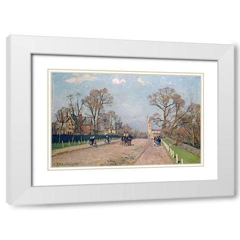 The Road To Sydenham White Modern Wood Framed Art Print with Double Matting by Pissarro, Camille