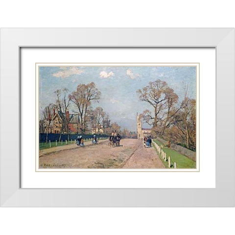 The Road To Sydenham White Modern Wood Framed Art Print with Double Matting by Pissarro, Camille