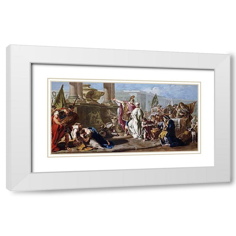 The Sacrifice of Polyxena at The Tomb of Achilles White Modern Wood Framed Art Print with Double Matting by Pittoni, Giovanni Battista