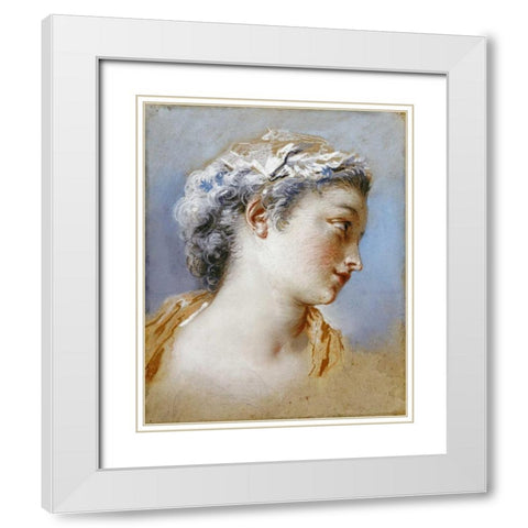 Portrait Study of a Young Girl White Modern Wood Framed Art Print with Double Matting by Portail, Jacques Andre