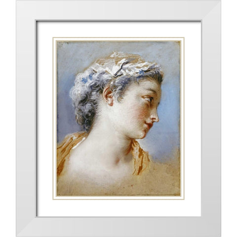 Portrait Study of a Young Girl White Modern Wood Framed Art Print with Double Matting by Portail, Jacques Andre