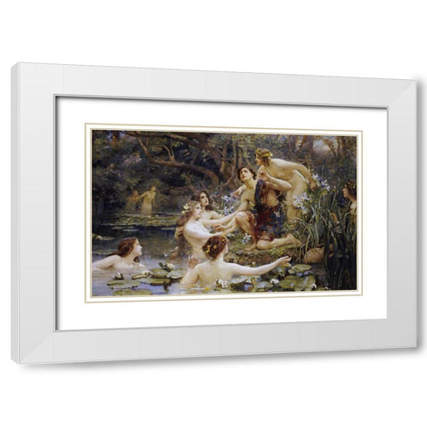 Hylas and The Water Nymphs White Modern Wood Framed Art Print with Double Matting by Rae, Henrietta