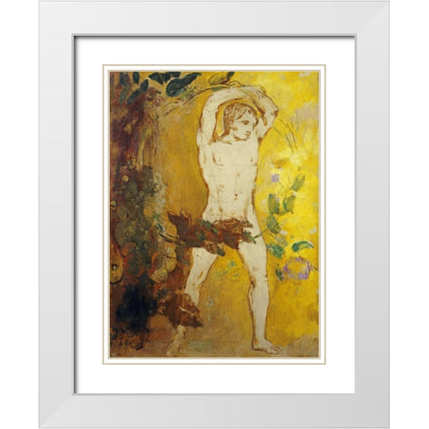 Orpheus White Modern Wood Framed Art Print with Double Matting by Redon, Odilion