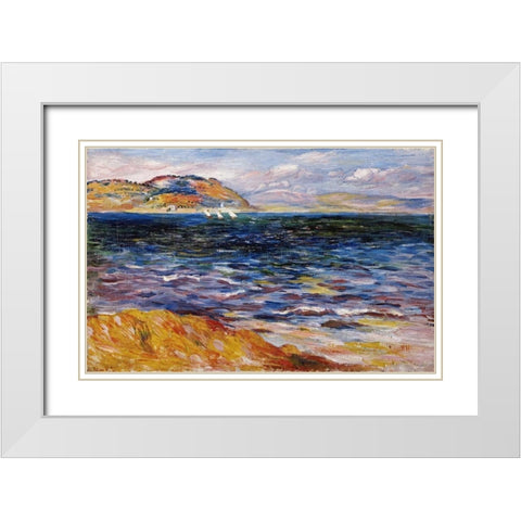 Bordighera White Modern Wood Framed Art Print with Double Matting by Renoir, Pierre-Auguste