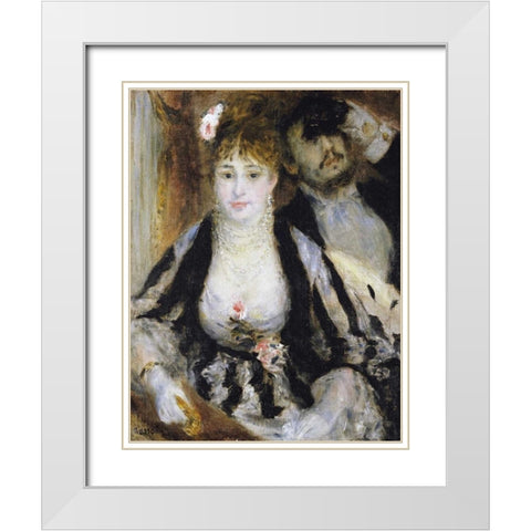 The Theatre Box - La Loge White Modern Wood Framed Art Print with Double Matting by Renoir, Pierre-Auguste