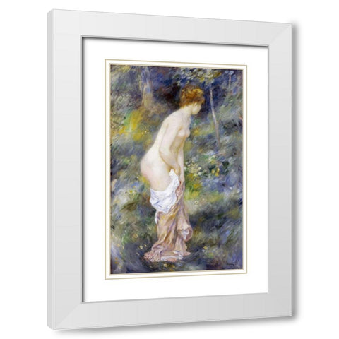 Standing Bather White Modern Wood Framed Art Print with Double Matting by Renoir, Pierre-Auguste