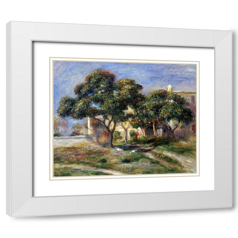 The Medlar Trees White Modern Wood Framed Art Print with Double Matting by Renoir, Pierre-Auguste