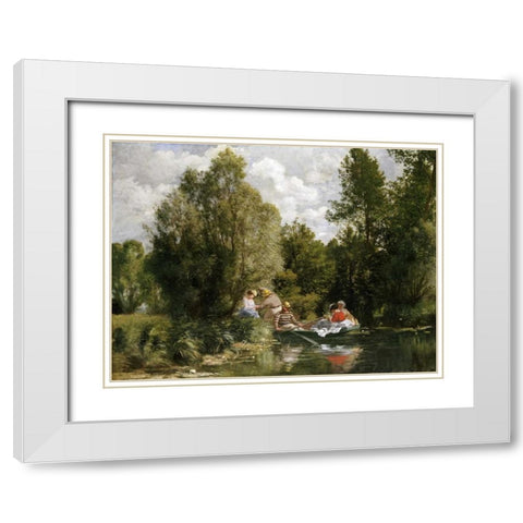 The Pond at Fees White Modern Wood Framed Art Print with Double Matting by Renoir, Pierre-Auguste